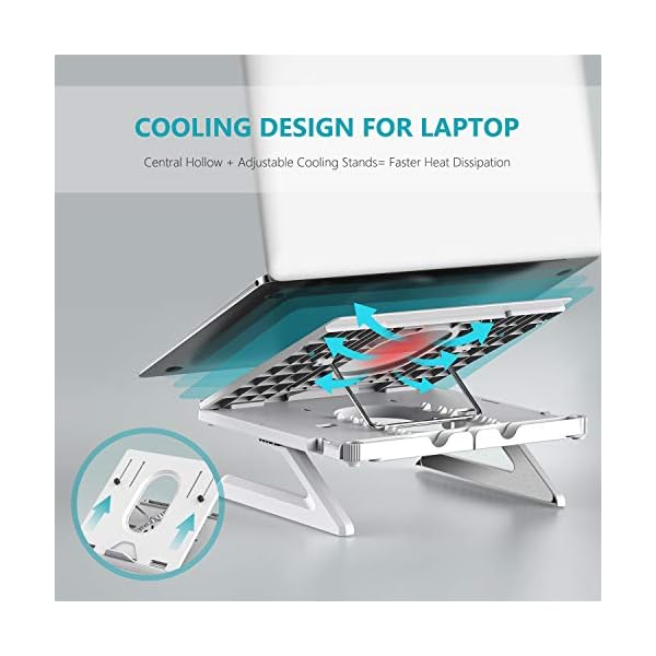 Laptop-Stand-Jelly-Comb-Ergonomic-Notebook-Riser-Desk-9-Level-Adjustable-with-Foldable-Legs-Phone-Holders-and-Cooling-Design-for-Macbook-Tablet-Book-ComputerDesktop-Monitor-White Laptop Stand, Jelly Comb Ergonomic Notebook Riser Desk 9-Level Adjustable with Foldable Legs, Phone Holders and Cooling…