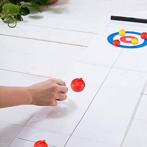 Gayisic Tabletop Curling Game Family Games Table Top Board Games Mini Desktop Game with 8 Shuffleboard Pucks for Kids and Adults Outdoor,School, Trave Gift (Curling Tabletop Game)