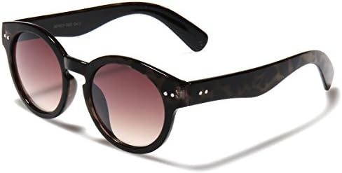 Round Retro Horn Rimmed Sunglasses Small-Medium Size LEOPARD