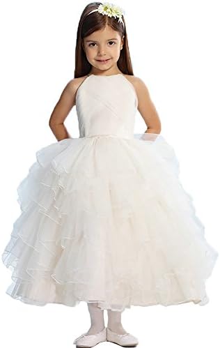 Dzdress Lovely Organza Wedding Pageant Flower Girl Ivory Dress Fluffy 6 Ivory