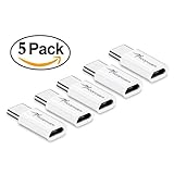 USB-C Adapter [5 Pack ], Roopower Type C to Micro USB Adapter Charge and Data Sync Converter Cable Connector for Google Pixel, Nexus 5X, 6P, LG G5,V10, V20, OnePlus 3, Lumia 950 XL and More - White