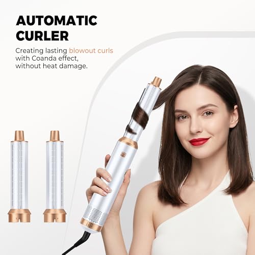 OKWRAP Hair Styler 5 in 1 Air Styler, 1000 W Hot Air Brush, Combines the Functions of Hairdryer, Automatic Curling and Hairdryer Brush, Contains High Concentration Negative Ions