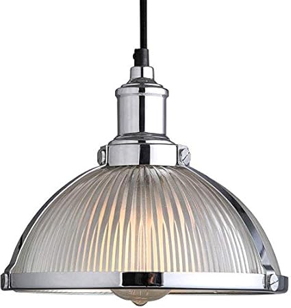 Retro Chrome Pendant Light Glass Lampshades Bronze Bases Ceiling