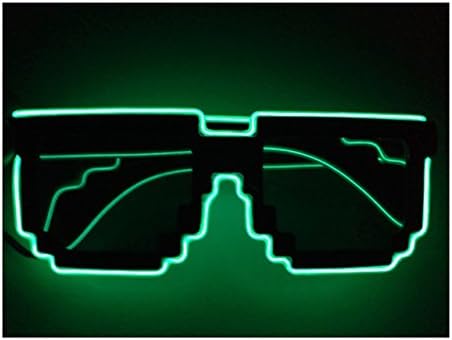 Green A LED El wire Fashion glasses Light up Fashion glasses Perfect for your Halloween Party Christmas Music Festival Rave Parties Gifts, Fashion Slow Blinking Fast Blinking
