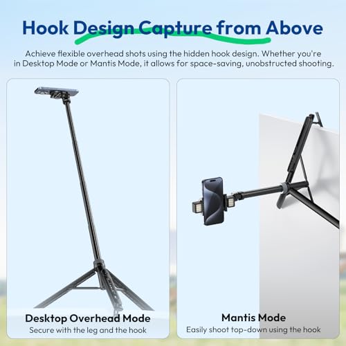 ULANZI TT88 Magnetic Tripod for iPhone, 57" Extendable Selfie Stick with Remote, 2-in-1 Phone Clip & Dual Cold Shoe Mounts-Lightweight Phone Tripod Stand for Vlogging, Travel, Video Recording (Black)