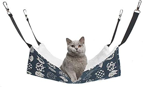 猫 ハンモック 国内送料無料 ベット ゲージ 用 冬夏両用 両面使用 長さ調節可能 ベッド 猫のハンモック ねこ ペット ネイビー 取り付け簡単 昼寝