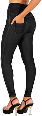 Amanana Legging Stretchy Skinny Fitted High Waisted Jeggings (M/L, black)