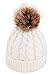 Simplicity Women's Knit Slouch Winter Hat With Pom Pom - Fleece Lined Skull Beanie, White