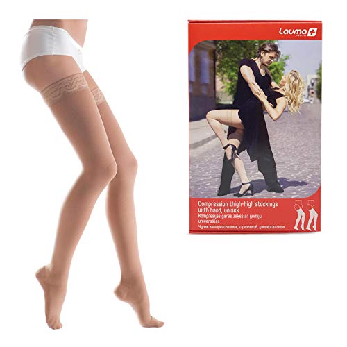 Lauma Medical, 23-32 mmHg Class 2 medical compression stockings with lace stripes, varicose veins, often swelling in the legs, pain in the calves and feet (