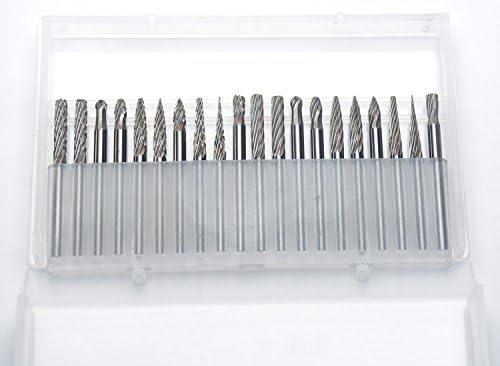 KOTVTM 20pcs Carbide Burr Set 0.118'' Shank Tungsten Carbide Rotary Burrs with 3mm Single/Double Cutting Head Diameter Fits Most Rotary Drill Die Grinder,Woodworking,Engraving,Drilling,Carving