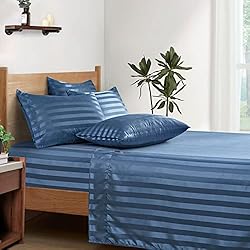 P Pothuiny 6-Piece Satin Sheets Striped