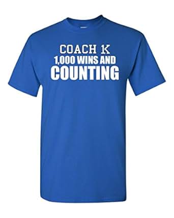 Amazon.com: Coach K 1000 1K Wins And Counting Basketball Adult T-Shirt Tee: Clothing