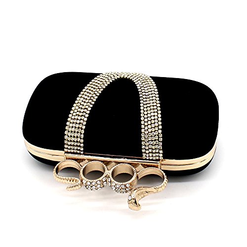 Kingluck Velvet Wedding/Special Occasion Clutches/Evening Handbags(More Colors) (black) - Thumbnail 4