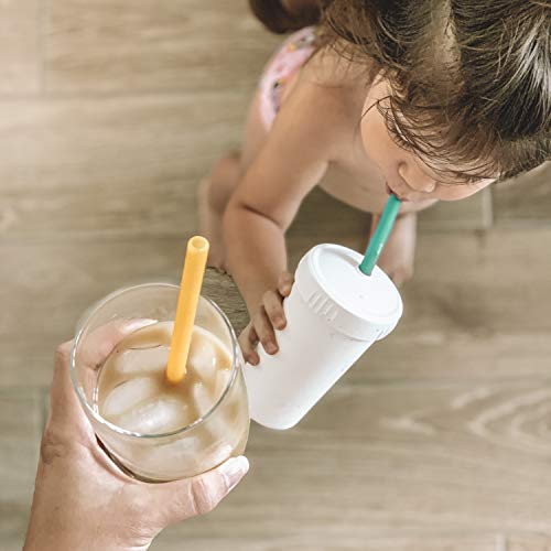 gosili siliskin Silikon-Trinkhalme, wiederverwendbar, Silikon, BPA-frei, 6 Stück, Standard-Größe, Flexible Trinkhalme für Kinder/Kleinkinder und Erwachsene – Blaugrün/Orange – Bild 7