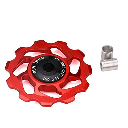 Gotd 11T MTB Ceramic Bearing Jockey Wheel Pulley Road Bike Bicycle Rear Derailleur (Red) - Thumbnail 2