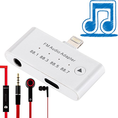 DISDIM 3in1 Lightning to 3.5mm Famle Aux FM Audio Adapter with 8Pin Female Charger Port for iPhone 8/8 Plus, iPhone 7/7 Plus,iPhone 6/6 Plus,iPad Plug and Play