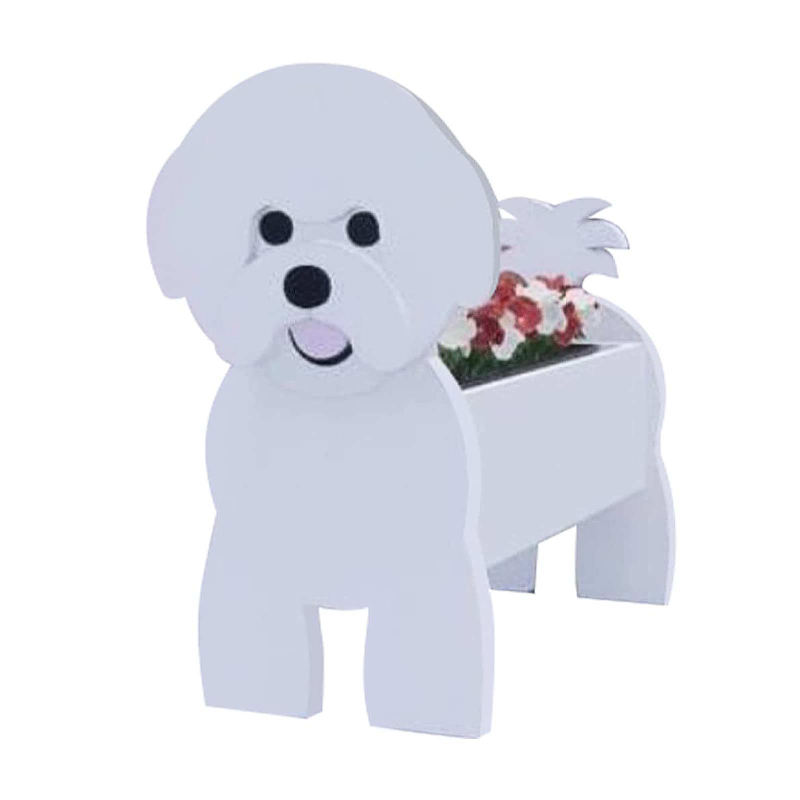 LIBOOI Dog Planter, Animal Flower Planter Pot Plants, Bichon Frise Gifts Unisex Lovers, Handmade Storage Container Planters Garden Decor Cactus Office Home Gifts, 27 x 17.5 cm (UKBT-221123GW02-4-WQW)