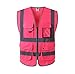 JKSafety 9 Pockets Class 2 High Visibility Zipper Front Safety Vest With Reflective Strips, Meets ANSI/ISEA Standards (Medium, 150-Pink)