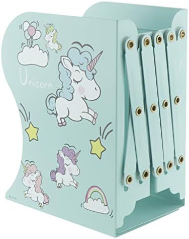 amleso Unicorn Metal Bookends - Heavy Duty Sturdy & Adjustable for Children Kids Room - Blue, as described