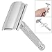 Silver Tone Double Edge Blade Razor Shaver w Nonslip Metal Handle