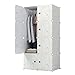 KOUSI Portable Closet Wardrobe Closets Clothes Wardrobe Bedroom Armoire Storage Organizer with Doors, Capacious,Sturdy, 5 Cubes + 1 Hanging Section