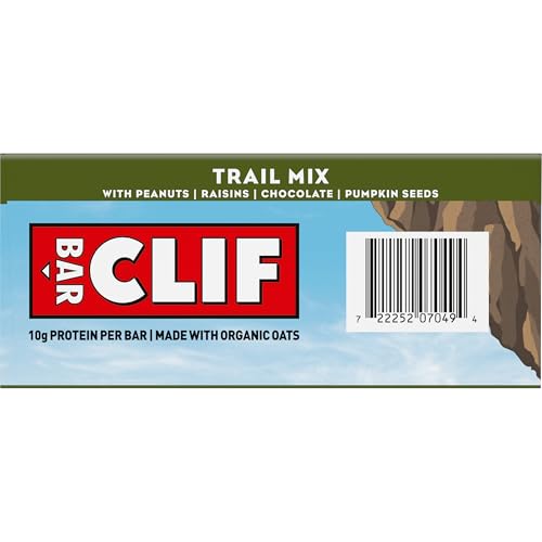 CLIF BAR – ENERGY PROTEIN BARS – TRAIL MIX – MADE WITH ORGANIC OATS – ENERGY BARS – NON-GMO – (5 PACK)