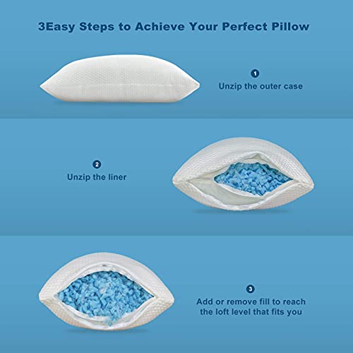 Molblly King Size Pillows 6 Pack, Shredded Memory Foam Bed Pillows Firm