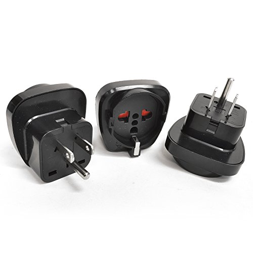 OREI European to American USA Plug Adapter, convert Grounded Schuko Type E/F Connection to US Type B Three Prong Connection - Heavy Duty (3 Pack)