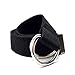 Canvas Web Belt Double D-ring Buckle 1 1/2 Inch Extra Long Metal Tip Solid Color