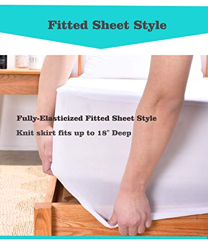 Queen Size Premium Bamboo Mattress Protector Cooling Mattress Protector Hypoallergenic Waterproof Mattress Protector Pad Mattress Cover Cotton Terry Surface Noiseless --Fitted 8"-21" Deep Pocket