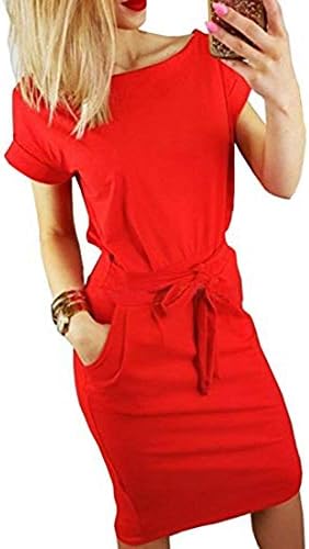 Shinekoo Women's Autumn Elegant Long Sleeve Dress Wear to Work with Pockets