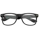 zeroUV - Standard Retro Clear Lens Nerd Geek Assorted Color Horn Rimmed Glasses (Black)
