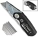 Folding Utility Knife & Box Cutter Combo with Screwdriver Bits, Wire Stripper, Quick-Change Blades, Belt Clip & Refills - Versatile Everyday Carry Tool