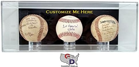 Custom Create Your Own Text 3 Baseball Display Case Acrylic Wall Mount by GameDay Display