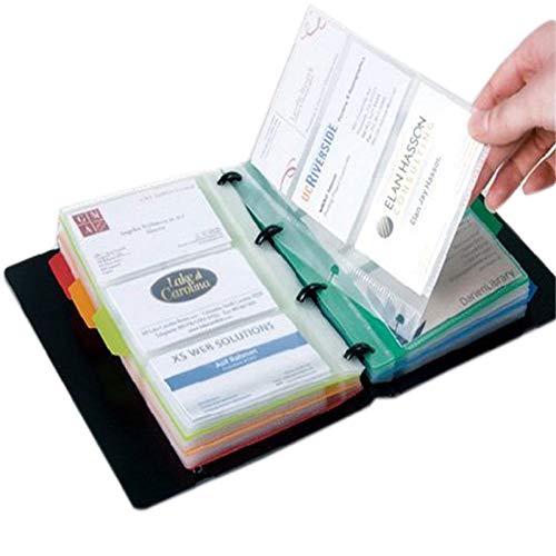 Eilova 4 Holes Binder Card Book Holder Name Card Organizer Storage Bag with 5 Colored Index Tabs(90 Card Slots, Hold up to 180 Sheet Cards)