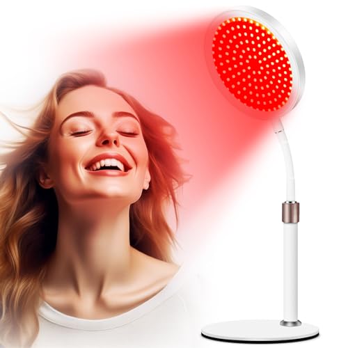 Red Light Therapy Lamp for Face, 100LEDs Red Light, 600nm & 850nm Infrared Light Lamp with 10/30/45 Timers, 360° Gooseneck Adjustment Led Light Therapy Lamp for Body/Back/Leg