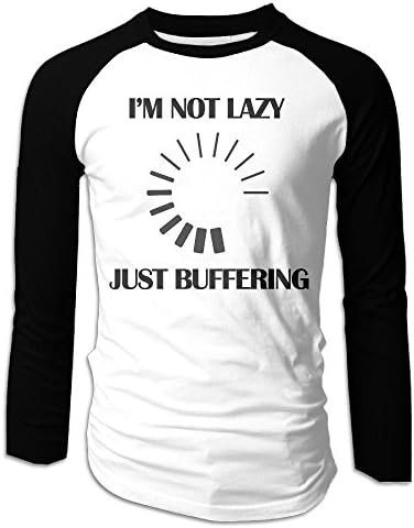 Puppylol Men's I'M Not Lazy Just Buffering Long Sleeve Raglan Baseball Jersey