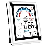 Digital Wireless Indoor Hygrometer and Thermometer, Built-in Clock and Time Display, Accurate Temperature Humidity Monitor with Comfort Indication for Bedroom,Baby room, Kitchen,Office,Greenhouse