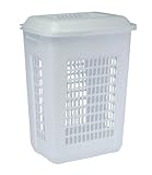 United Solutions LN0033 Rectangular Two Bushel White Laundry Hamper with Lid-2 Bushel Capacity Hamper and Lid in White (Kitchen)