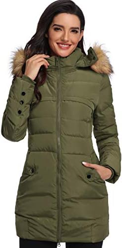 Epsion Women's Hooded Thickened Long Down Jacket Winter Down Parka Puffer Jacket
