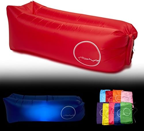 PERCH Brand Inflatable Lounger Air Sofa with LED Light, Carry Bag, Securing Stake & Bottle Opener - Perfect for Travel, Camping, Hiking, Pool, Beach Parties, Tailgating & Hanging Out in The Backyard