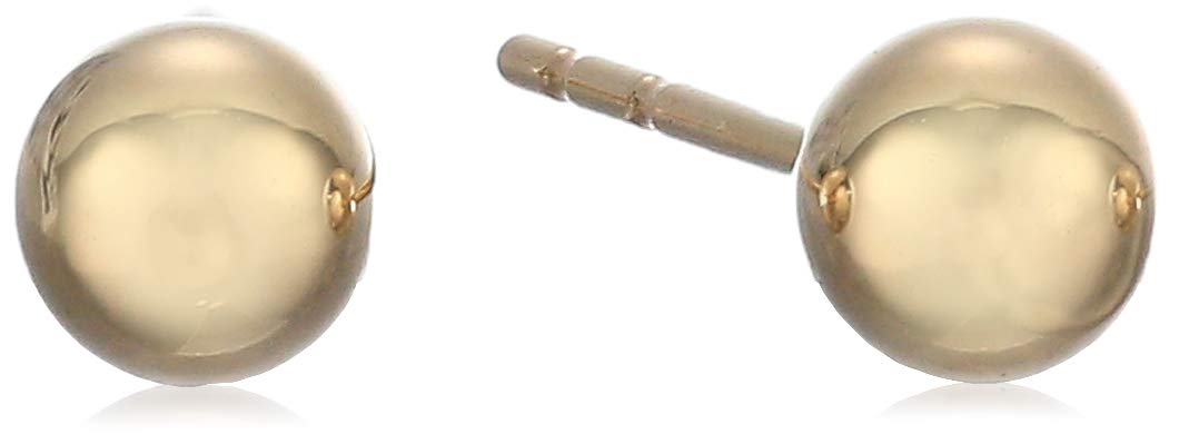 Amazon Essentials Pendientes de tuerca con bola de 14 quilates para mujer, 4 mm con cierres de presión cubiertos de silicona, dorado, 4 mm (anteriormente Amazon Collection)