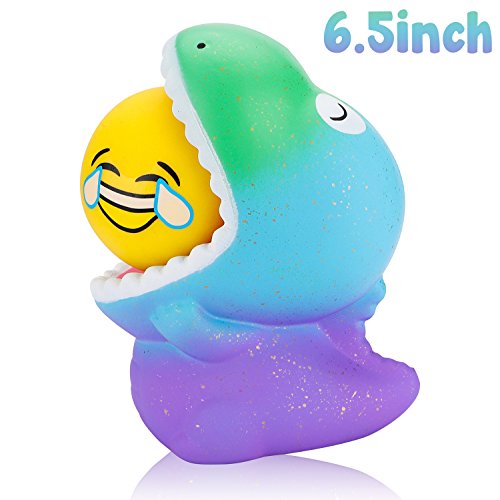 image for WATINC 2pcs Large Squishies 6.5In Green Head Big Mouth Dinosaur Slow R