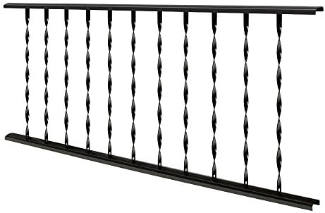Traditional 4 ft. X 32" Twisted Vertical Spindles Black Steel Railing Panel