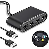 Adapter for Nintendo Gamecube, BEBONCOOL Gamecube Controller Adapter for Wii U, Nintendo Switch, PC &amp; USB with 4 Port Plug and No Driver Converter