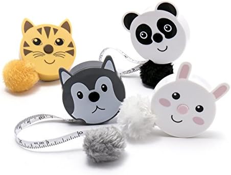 Cute Animal Retractable Tape Measures with Fluffy Pom-pom Tail and Lanyard Hole … (Husky Dog)