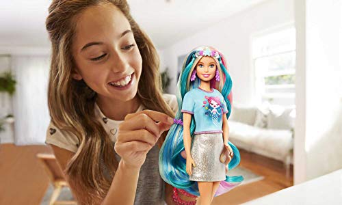 Barbie-Puppe, Einhorn-Barbie-Puppe mit Meerjungfrauenhaar und Einhorn-Haarkrönchen, Barbie-Accessoires, Barbie-Puppe inklusive, Geschenke für Kinder ab 3 Jahren,GHN04 – Bild 8