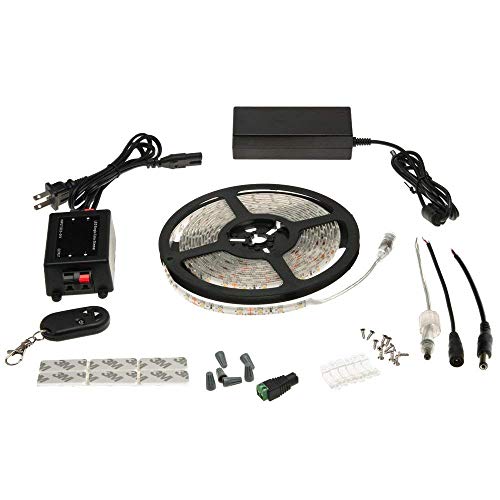 HERO-LED 5M300SAW-KT-DW LED Strip Light Kit, 5M 16.4FT 1800LM 12V DC 24W IP65 LED Tape, Power Supply, LED Controller and Accessories Included, Daylight White 5000K