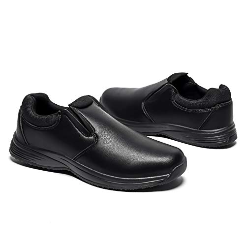 FLV Mens Slip Resistant Work Shoes Food Service Shoe Non Slip Black