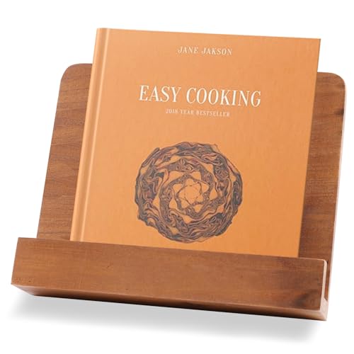 Cookbook Stand for Kitchen, Adjustable Solid Wood Recipe Book Holder for Cookbooks,